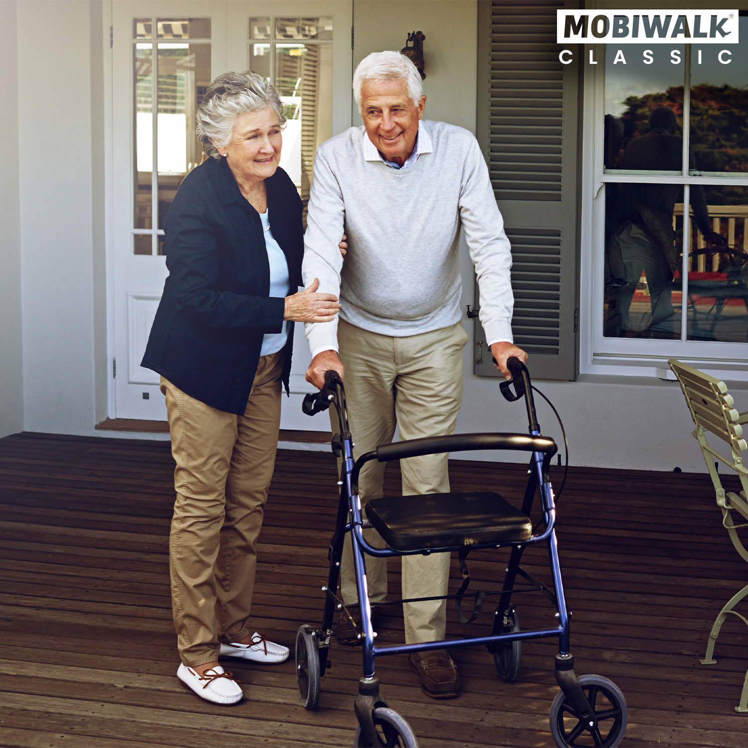 MobiWalk® CLASSIC 4 WHEELED ROLLATOR With Seat | Lightweight Four-Wheeled Mobility Walker