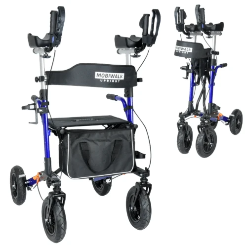 MobiWalk® Upright Walker with Seat | Stand Up Walker for Seniors | Pneumatic Wheels | Forearm Support Rollator for Elderly & Disabled - Image 19