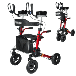 MobiWalk® Upright Walker with Seat | Stand Up Walker for Seniors | Pneumatic Wheels | Forearm Support Rollator for Elderly & Disabled - Image 1