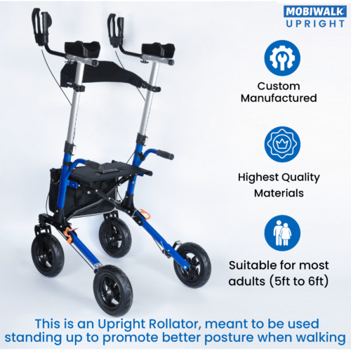 MobiWalk® Upright Walker with Seat | Stand Up Walker for Seniors | Pneumatic Wheels | Forearm Support Rollator for Elderly & Disabled - Image 22