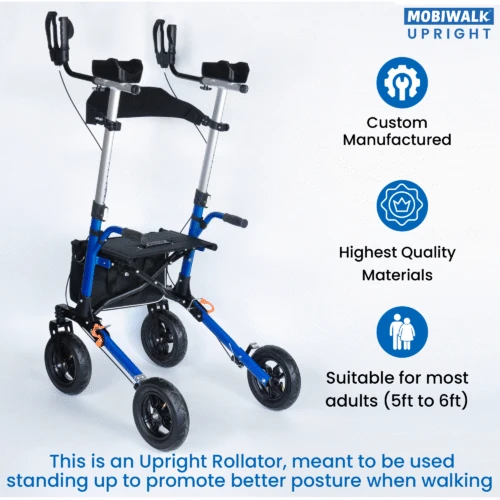 MobiWalk® Upright Walker with Seat | Stand Up Walker for Seniors | Pneumatic Wheels | Forearm Support Rollator for Elderly & Disabled - Image 22