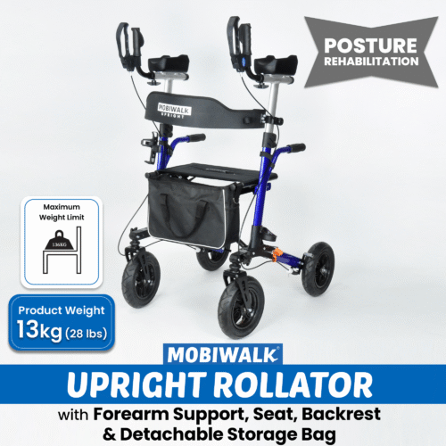 MobiWalk® Upright Walker with Seat | Stand Up Walker for Seniors | Pneumatic Wheels | Forearm Support Rollator for Elderly & Disabled - Image 23
