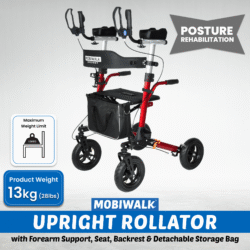 MobiWalk® Upright Walker with Seat | Stand Up Walker for Seniors | Pneumatic Wheels | Forearm Support Rollator for Elderly & Disabled - Image 9