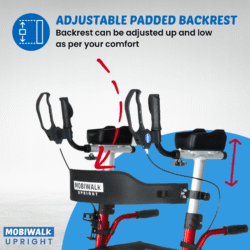 MobiWalk® Upright Walker with Seat | Stand Up Walker for Seniors | Pneumatic Wheels | Forearm Support Rollator for Elderly & Disabled - Image 13