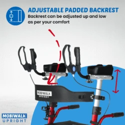 MobiWalk® Upright Walker with Seat | Stand Up Walker for Seniors | Pneumatic Wheels | Forearm Support Rollator for Elderly & Disabled - Image 13