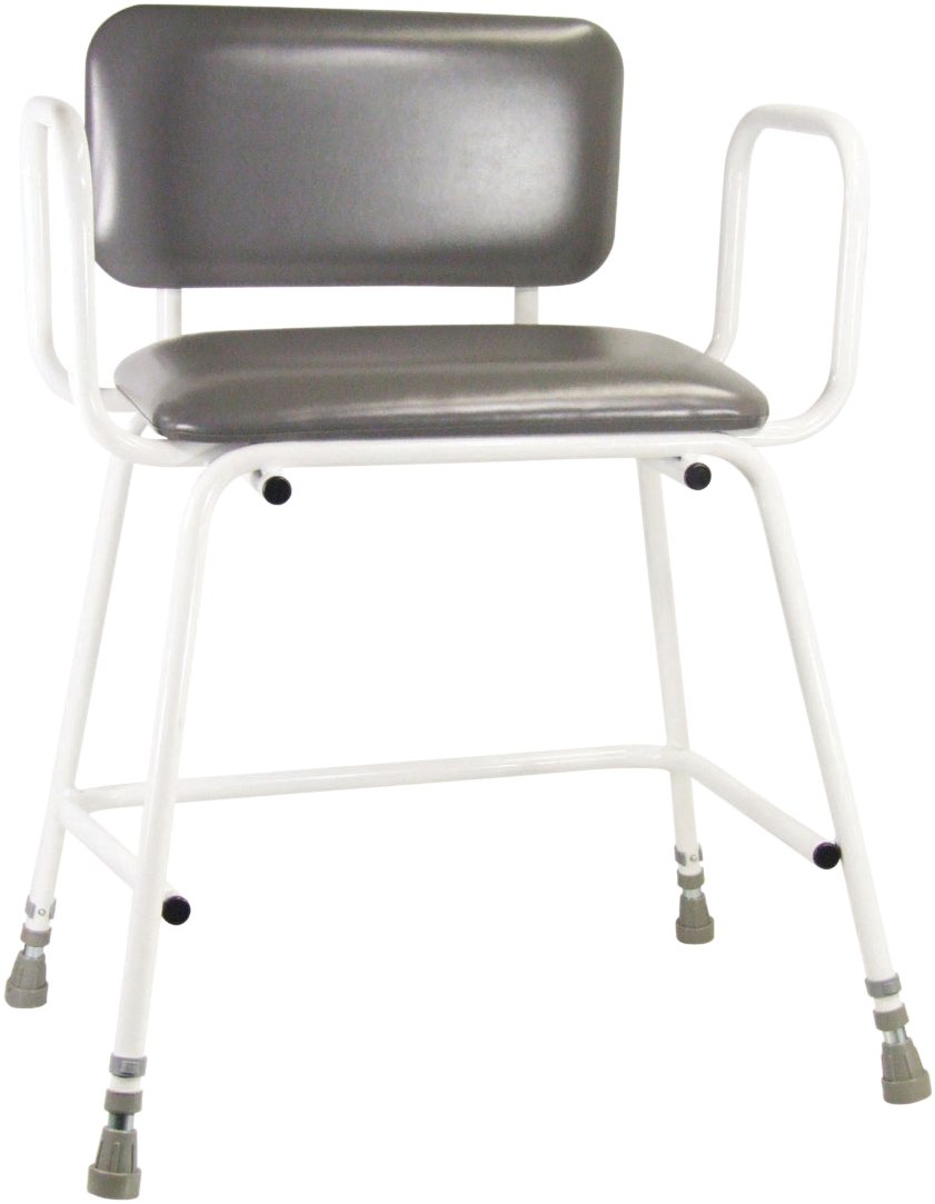 Bariatric perching stool-with-Arms-and-Padded-Backrest