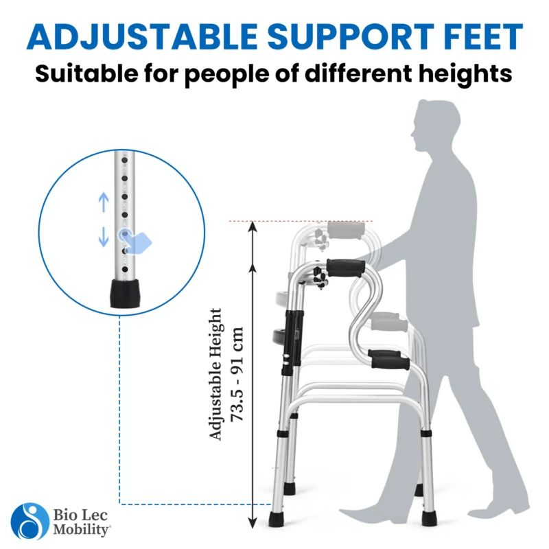 Zimmer Frame Walker 2-in-1 with Removable Commode | Folding Walker & Commode Chair for Elderly with Seat - Image 6