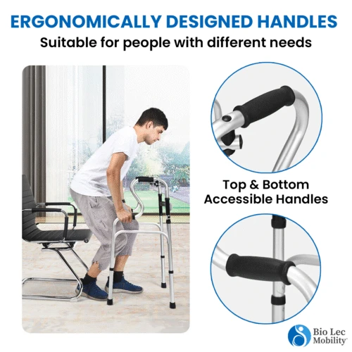 Zimmer Frame Walker 2-in-1 with Removable Commode | Folding Walker & Commode Chair for Elderly with Seat - Image 10