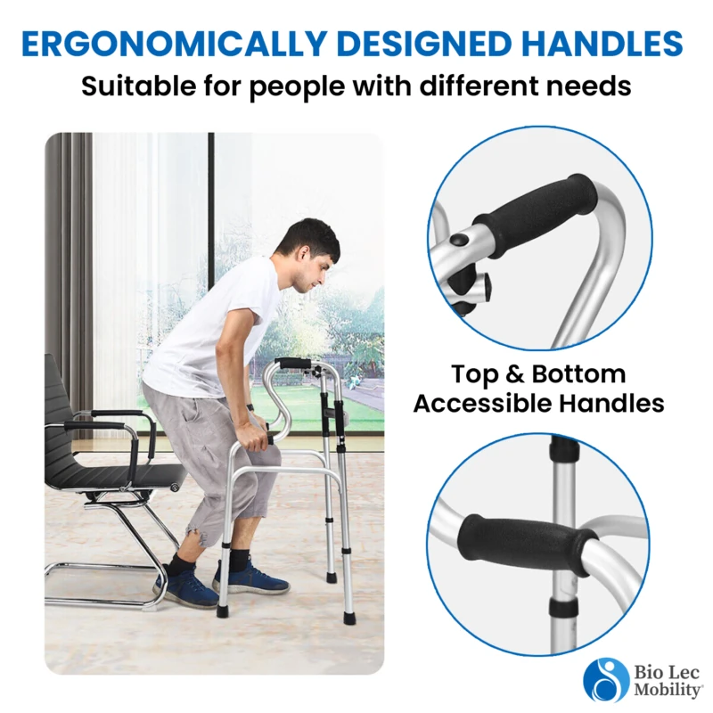 Zimmer Frame Walker 2-in-1 with Removable Commode | Folding Walker & Commode Chair for Elderly with Seat - Image 10