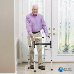 Zimmer Frame Walker 2-in-1 with Removable Commode | Folding Walker & Commode Chair for Elderly with Seat - Image 5