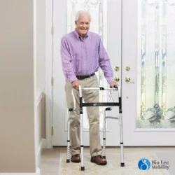 Zimmer Frame Walker 2-in-1 with Removable Commode | Folding Walker & Commode Chair for Elderly with Seat