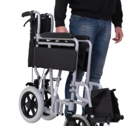 Lightweight Transit Wheelchair | Compact Transport Aluminium Wheelchair |  with Swing Away Footrest | Puncture Proof Rear Tyres - Image 8
