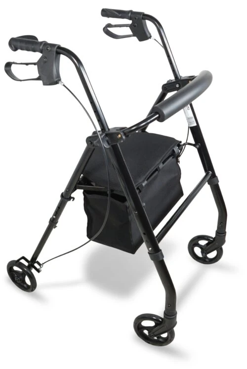 Lightweight 4 Wheeled Rollator for Elderly & Seniors | With Seat & Basket | Puncture Proof 6" Wheels - Image 6