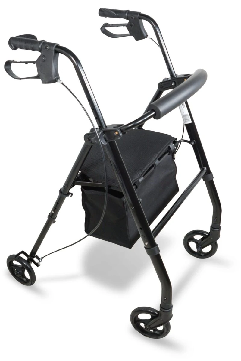 Lightweight 4 Wheeled Rollator for Elderly & Seniors | With Seat & Basket | Puncture Proof 6" Wheels - Image 6