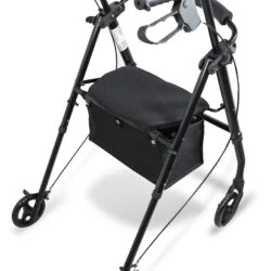 Lightweight 4 Wheeled Rollator for Elderly & Seniors | With Seat & Basket | Puncture Proof 6" Wheels - Image 7