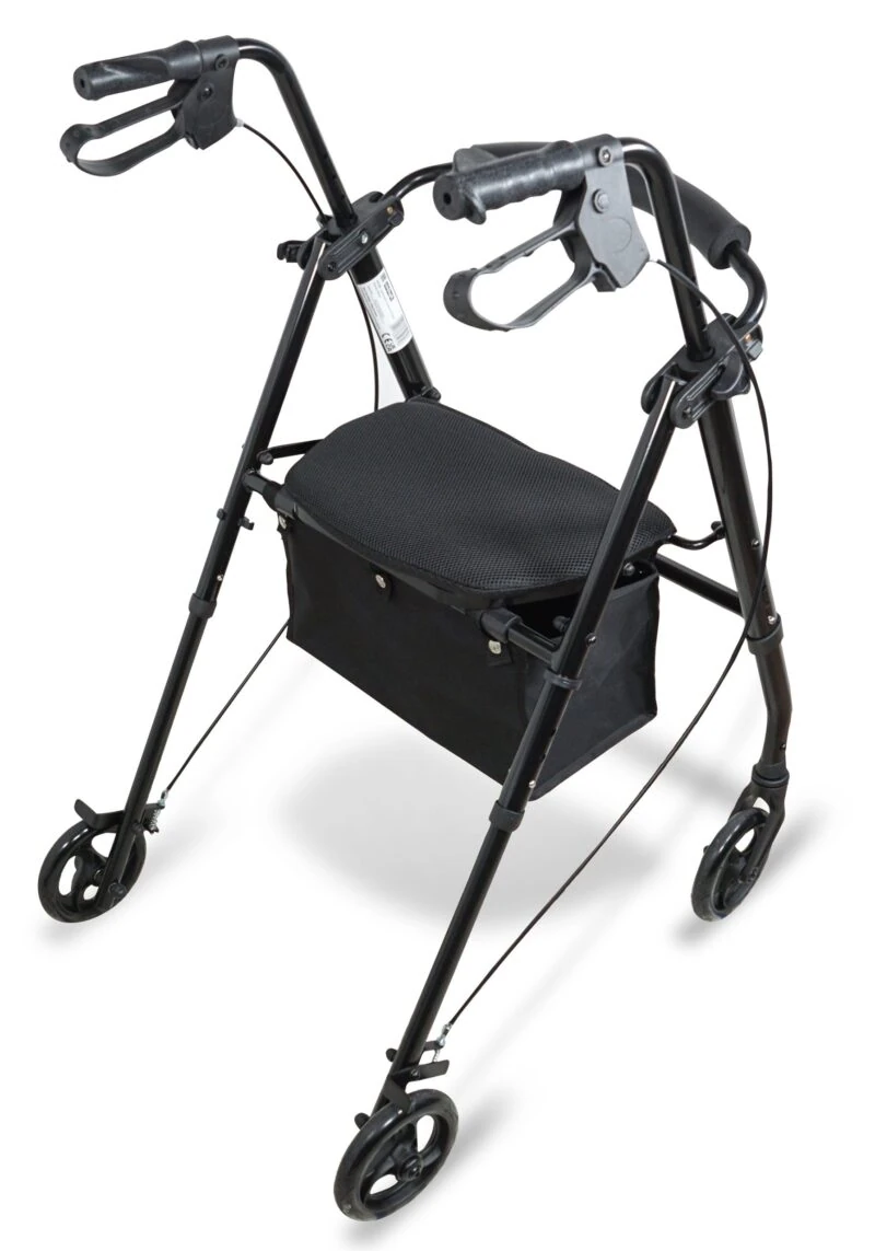 Lightweight 4 Wheeled Rollator for Elderly & Seniors | With Seat & Basket | Puncture Proof 6" Wheels - Image 7