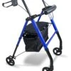 Lightweight 4 Wheeled Rollator for Elderly & Seniors | With Seat & Basket | Puncture Proof 6" Wheels