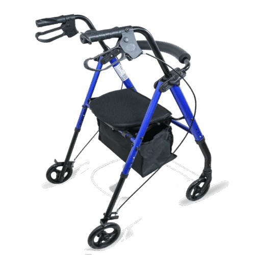 Lightweight 4 Wheeled Rollator for Elderly & Seniors | With Seat & Basket | Puncture Proof 6" Wheels - Image 9