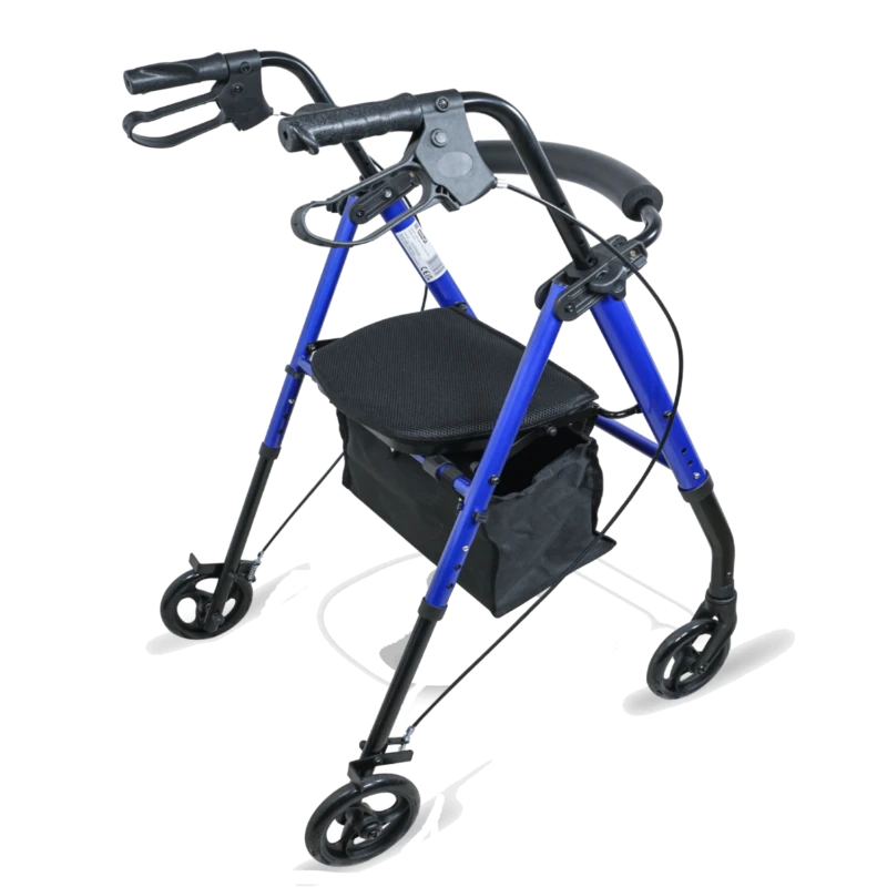 Lightweight 4 Wheeled Rollator for Elderly & Seniors | With Seat & Basket | Puncture Proof 6" Wheels - Image 9