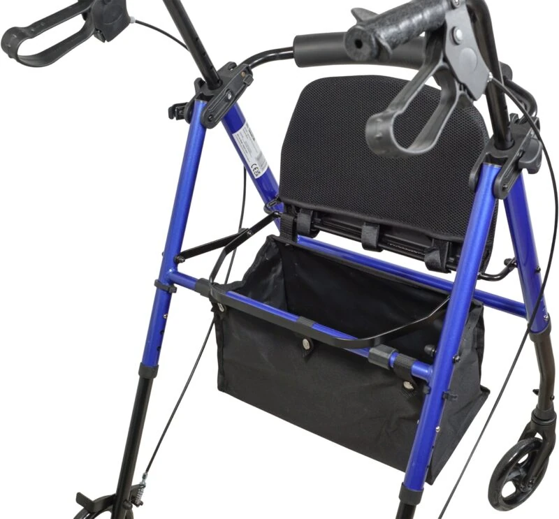 Lightweight 4 Wheeled Rollator for Elderly & Seniors | With Seat & Basket | Puncture Proof 6" Wheels - Image 4