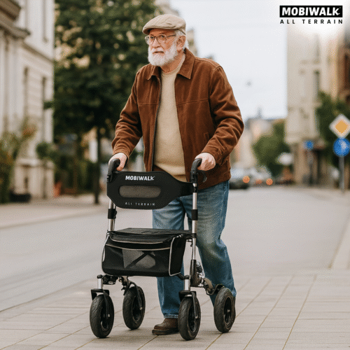 MobiWalk All Terrain Rollator with pneumatic big wheels for hire