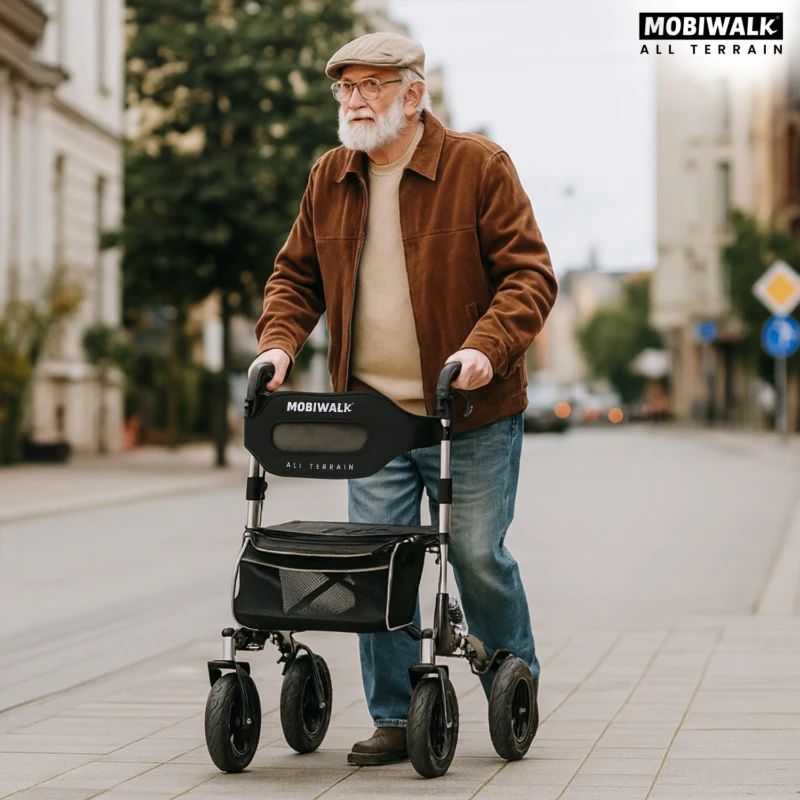 MobiWalk All Terrain Rollator with pneumatic big wheels for hire