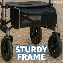 MobiWalk rollator with large wheels on a gravel path.