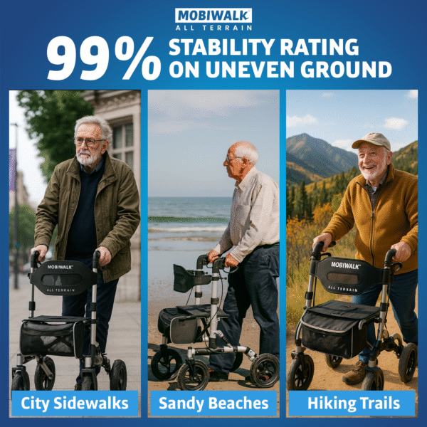 mobiwalk all terrain rollator large wheels