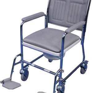 Wheeled Commode With Padded Seat | Mobile Commode | Rolling Commode Chair