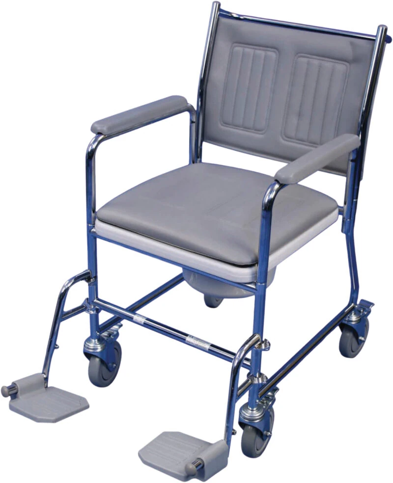 Wheeled Commode With Padded Seat | Mobile Commode | Rolling Commode Chair | Pre Assembled - Image 1