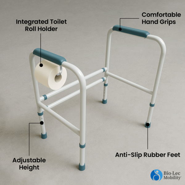 Toilet Support Frame for Elderly, Disabled, Support Frames for Toilet, Adjustable Free Standing Toilet Safety Frames, Toilet Aids