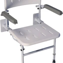 Wall Mounted Shower Seat | Foldable Solo Deluxe Shower Seat with Legs and Arms | Heavy Duty - Image 3