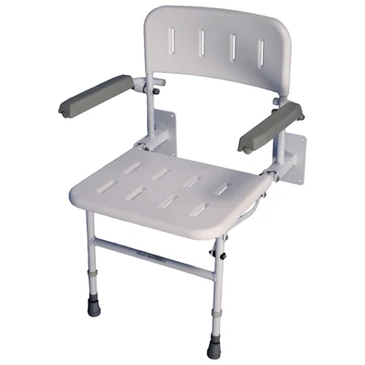 Wall Mounted Shower Seat | Foldable Solo Deluxe Shower Seat with Legs and Arms | Heavy Duty - Image 2
