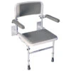 Wall Mounted Shower Seat | Foldable Solo Deluxe Shower Seat with Legs and Arms | Heavy Duty