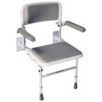 Wall Mounted Shower Seat | Foldable Solo Deluxe Shower Seat with Legs and Arms | Heavy Duty - Image 1