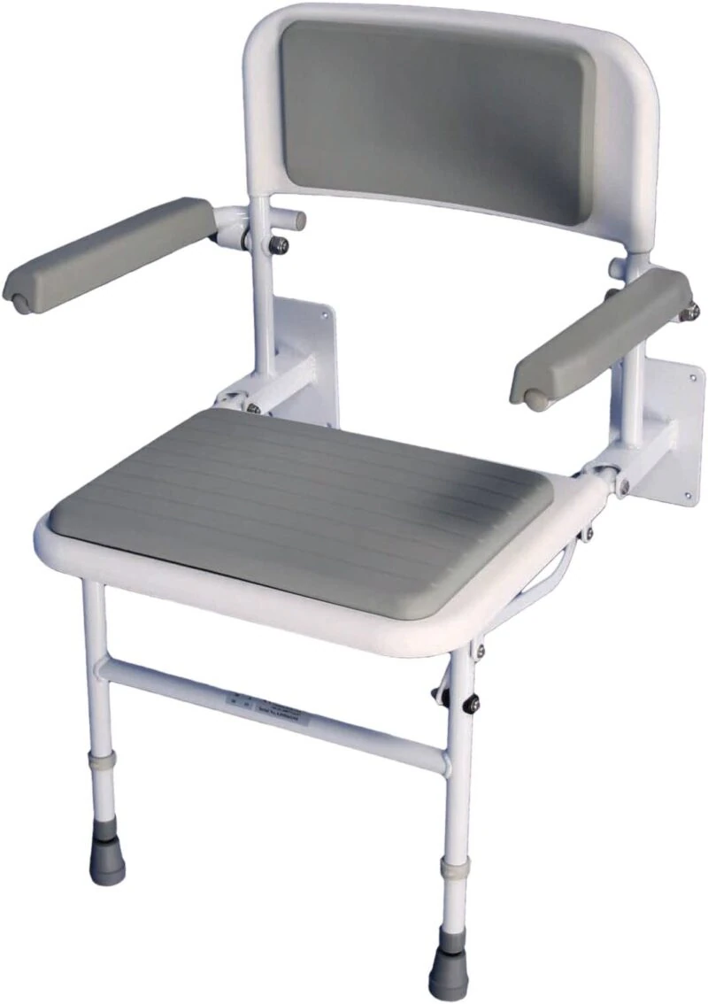 Wall Mounted Shower Seat | Foldable Solo Deluxe Shower Seat with Legs and Arms | Heavy Duty - Image 4