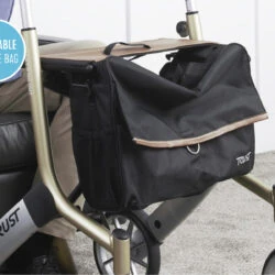 Trust Rollator with a removable storage bag and large wheels.