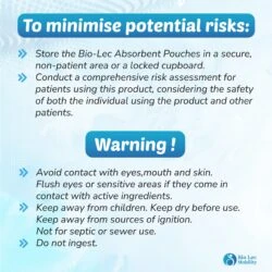 Safety instructions for Bio-Lec Absorbent Pouches with warning text.