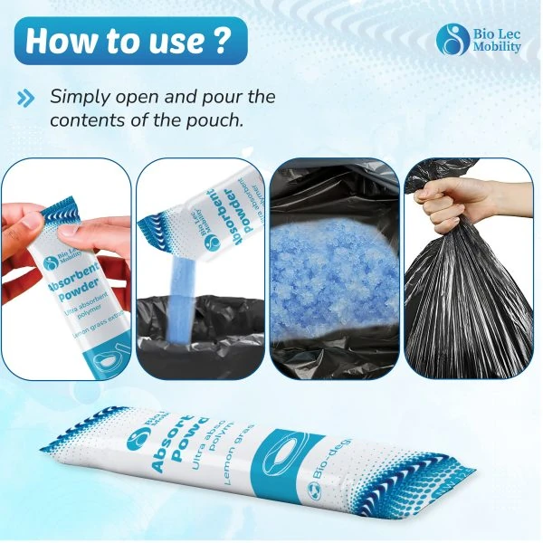 Absorbent Powder Pouches for Vomit & Spills | Lemon Scented | Pack of 24 | Ideal for Urinal Bottles, Bedpans, Vomit Bowls - Image 3