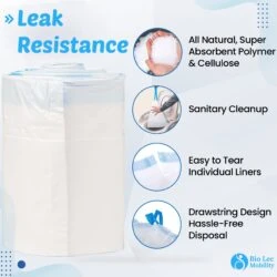Bedpan liners with leak resistance and easy disposal features.