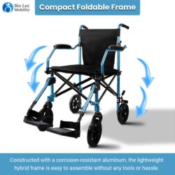 Lightweight Transit Travel Wheelchair with Bag | Folding Collapsible Transportable Wheelchair | FOLD-O Wheelchair - Image 3