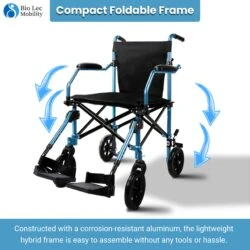 Lightweight Transit Travel Wheelchair with Bag | Folding Collapsible Transportable Wheelchair | FOLD-O Wheelchair - Image 3