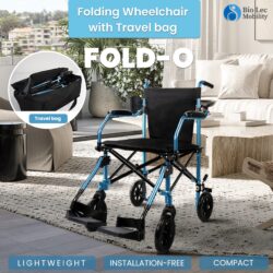 Lightweight Transit Travel Wheelchair with Bag | Folding Collapsible Transportable Wheelchair | FOLD-O Wheelchair - Image 2