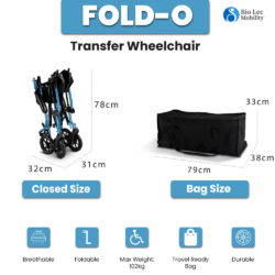Lightweight Transit Travel Wheelchair with Bag | Folding Collapsible Transportable Wheelchair | FOLD-O Wheelchair - Image 10