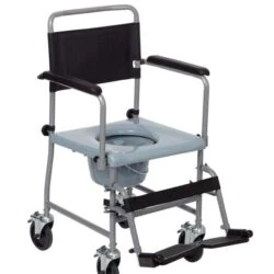 Wheeled Commode | Shower Chair With Wheels | with Detachable Armrest & Footrest - Image 5