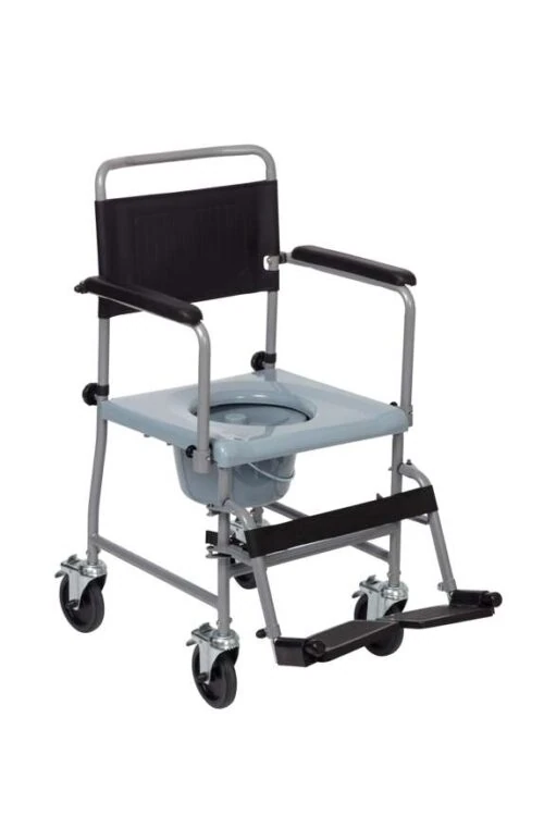 Wheeled Commode | Shower Chair With Wheels | with Detachable Armrest & Footrest - Image 5
