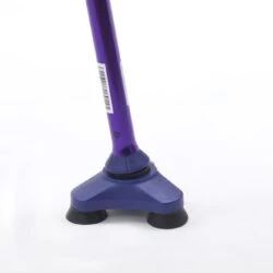 Purple walking stick with a three-point base on a white background.