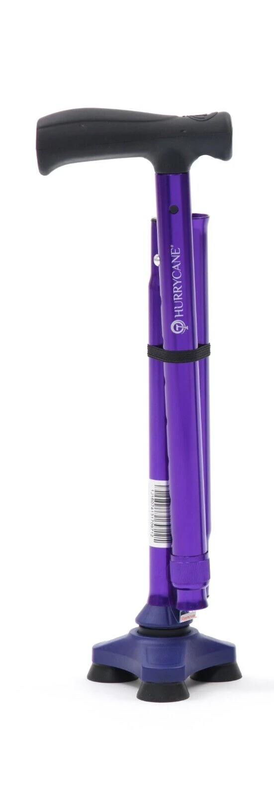 Purple walking stick with a 360-degree pivoting base.