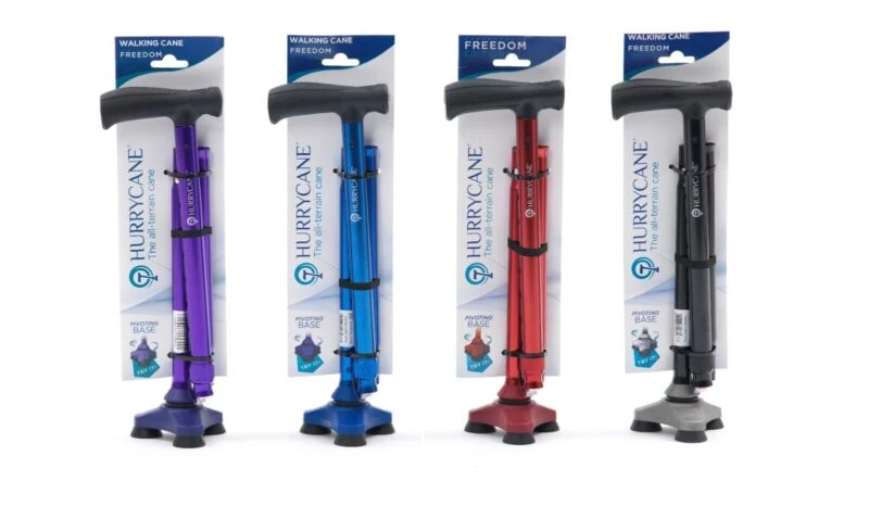 All Terrain Walking Stick with adjustable heights, 360-degree pivoting head, and anodized aluminium shaft.