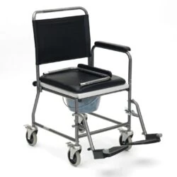 Wheeled Commode | Shower Chair With Wheels | with Detachable Armrest & Footrest - Image 3